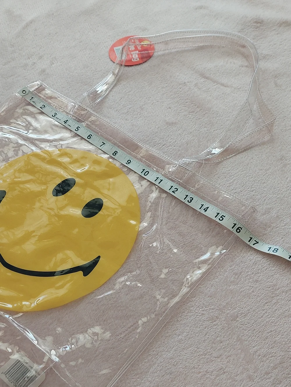 Clear Multiuse Tote Bag with Yellow Smiley Face -NWT